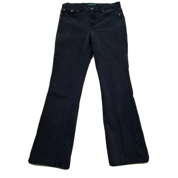 Lauren Ralph Lauren ~Women’s Size 10~Black Denim Classic Boot Cut Jeans Stretch. - Picture 1 of 12